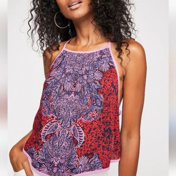 Free People Break Free Printed Side Slit Lightweight Tank Top Women’s Medium - Picture 1 of 15